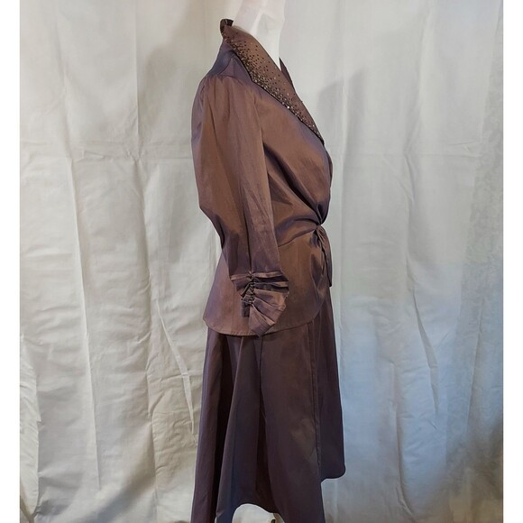 Tadashi Shoji Two Piece Set Skirt 14 Ruched Top Shirt 12 Sequins Party Formal - Picture 6 of 16